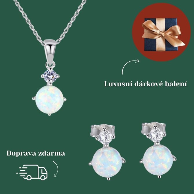 Dárková sada Náhrdelník a Náušnice Opál pro štěstí
