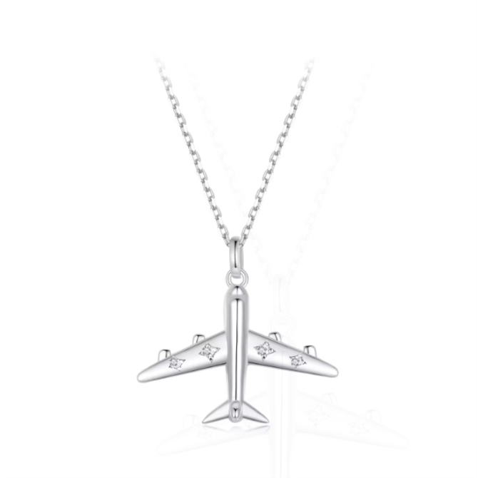 Klenoty Amber Stříbrný náhrdelník Letadlo se zirkony  stříbrná , stříbro Ag 925/1000