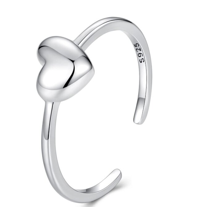 Klenoty Amber Nastavitelný prsten s vypouklým srdíčkem – něha, která sedí každému   stříbrná , stříbro Ag 925/1000