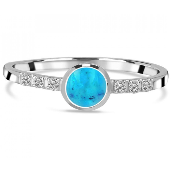 Klenoty Amber Luxusní stříbrný prsten tyrkys a topazy Velikost: 54 modrá, 54, stříbro Ag 925/1000