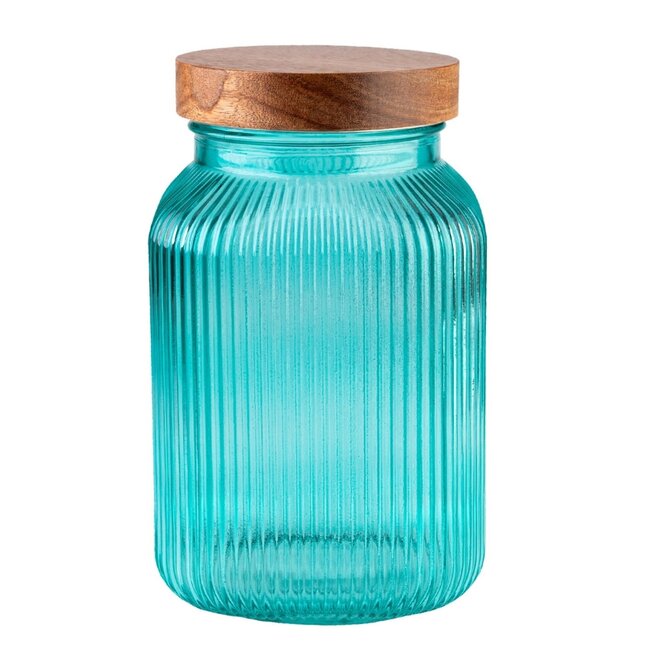 DuraHome Dóza s dřevěným šroubovacím uzávěrem, 2l, tyrkys