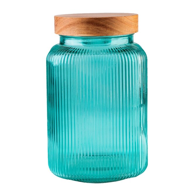 DuraHome Dóza s dřevěným šroubovacím uzávěrem, 3l, tyrkys