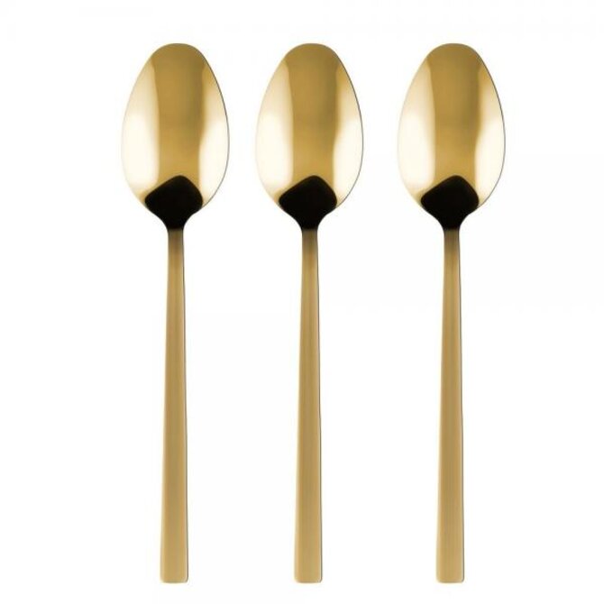 DuraHome Lžička čajová PIANO, 3ks, lesklá, zlatá