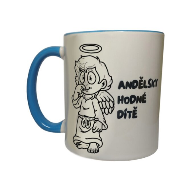 Hrnek - "Andělsky hodné dítě" - VYBARVI MĚ