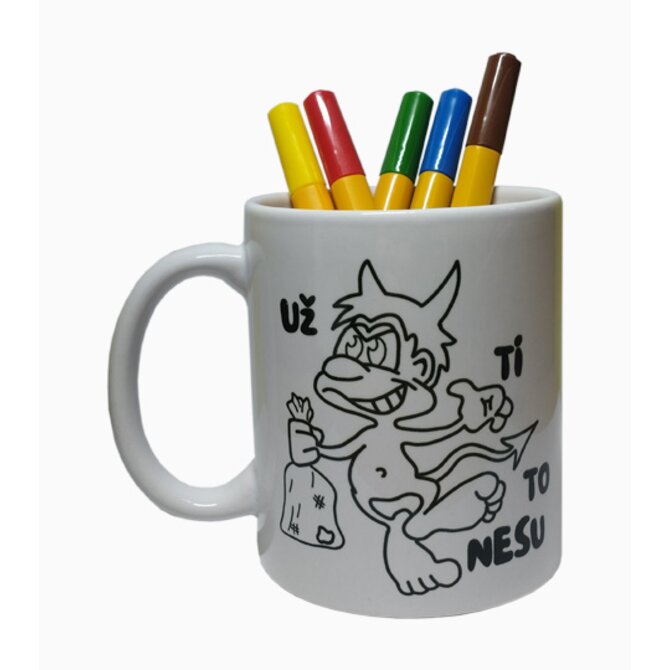 Hrnek čertík k vybarvení + fixy