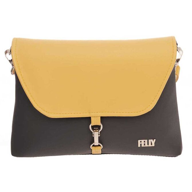 Malá, klopová, crossbody kabelka LENA banánově žlutá + antracit Žlutá, Small