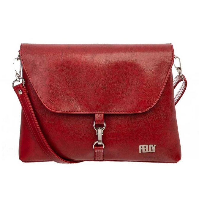 Malá, klopová, crossbody kabelka LENA lesklá malinová Červená, Small