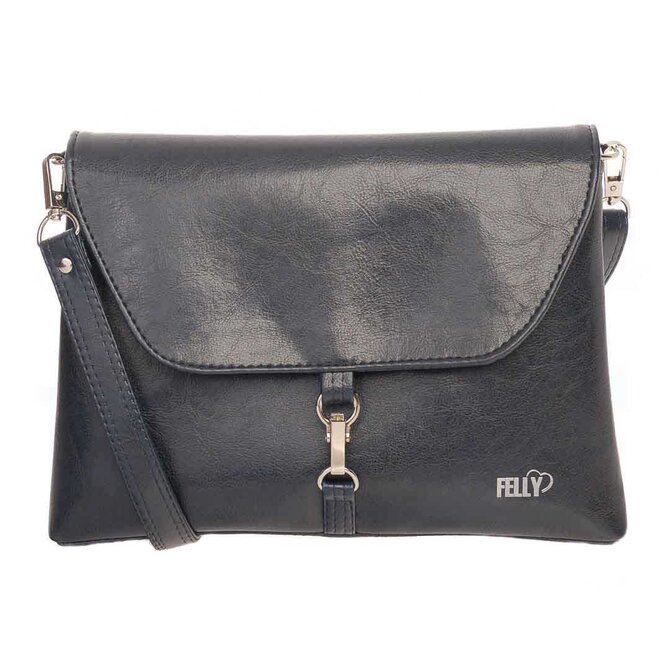 Malá, klopová, crossbody kabelka LENA lesklá modrá Modrá, Small