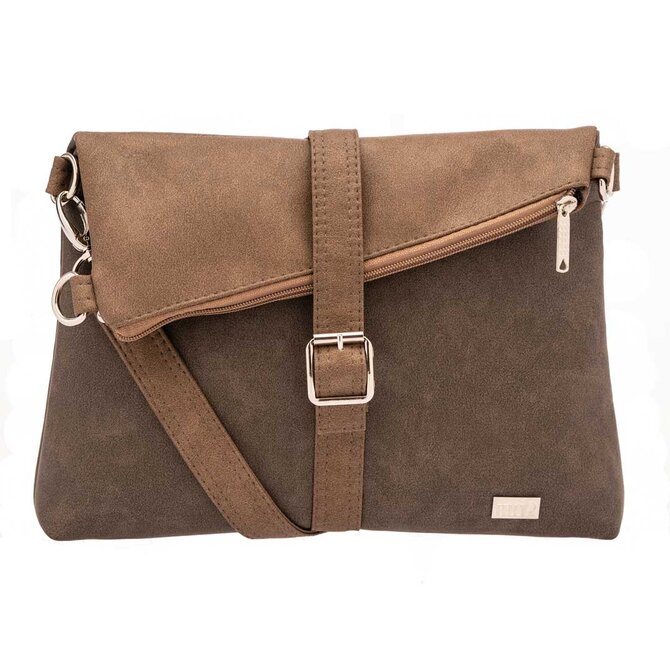 Malá překlápěcí  kabelka JELA mini světle + tmavě hnědá Hnědá, Small