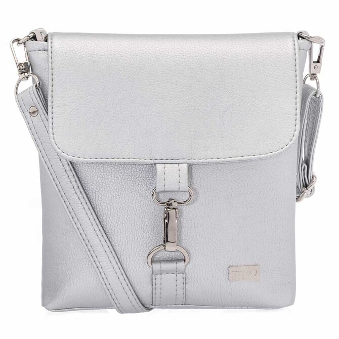 Malá klopová  sportovní  kabelka ELA stříbrná Stříbrná, Small