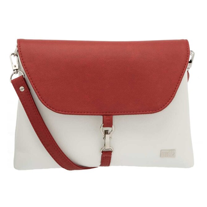 Malá, klopová, crossbody kabelka LENA červená + bílá Bílá, Small
