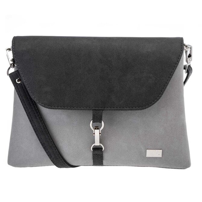Malá, klopová, crossbody kabelka LENA světle + tmavě šedá Šedá, Small