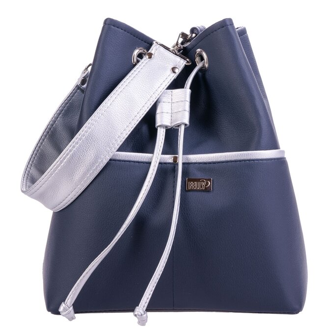 Střední kabelka typu váček  FLAVIA modrá Stříbrná, Medium