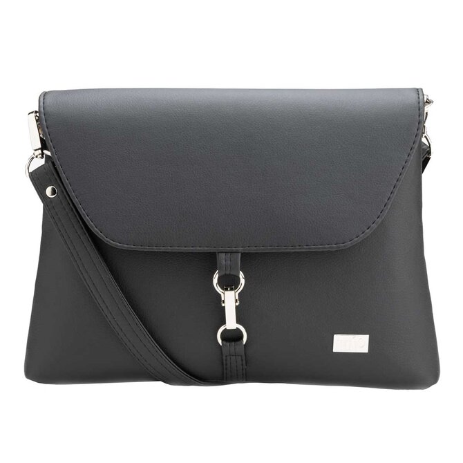 Malá, klopová, crossbody kabelka LENA černá, matná Černá, Small