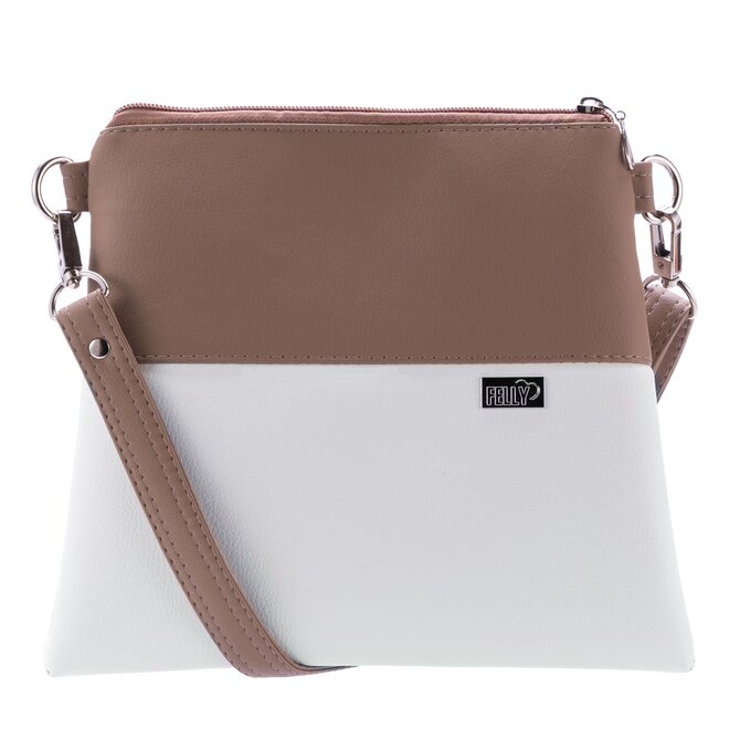 Malá crossbody  kabelka MANON - taupe + bílá Bílá, Small