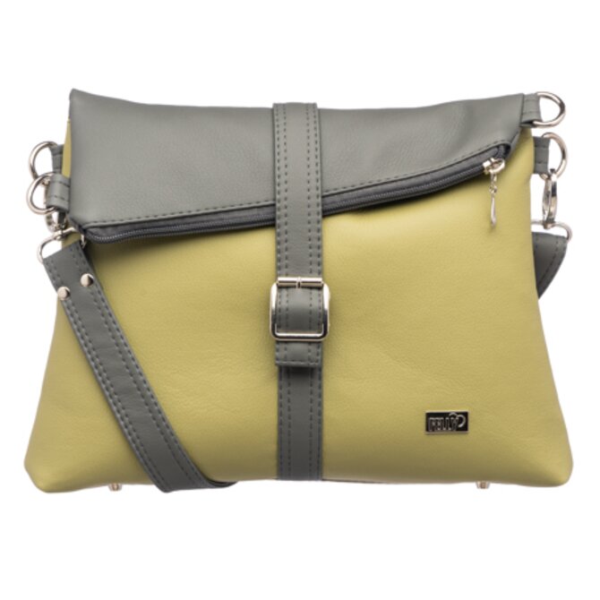 Malá překlápěcí  kabelka JELA mini Olivová + šedá Šedá, Small