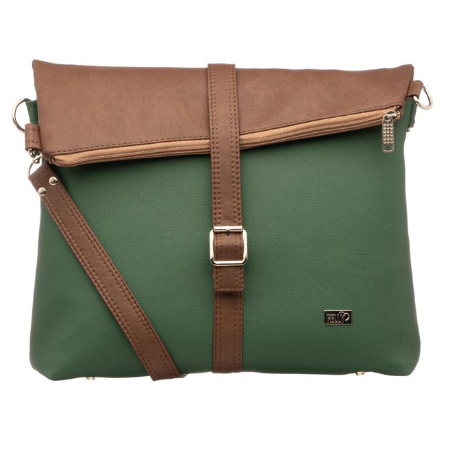 Střední překlápěcí  kabelka JELA jedlová zelená + hnědá Hnědá, Medium