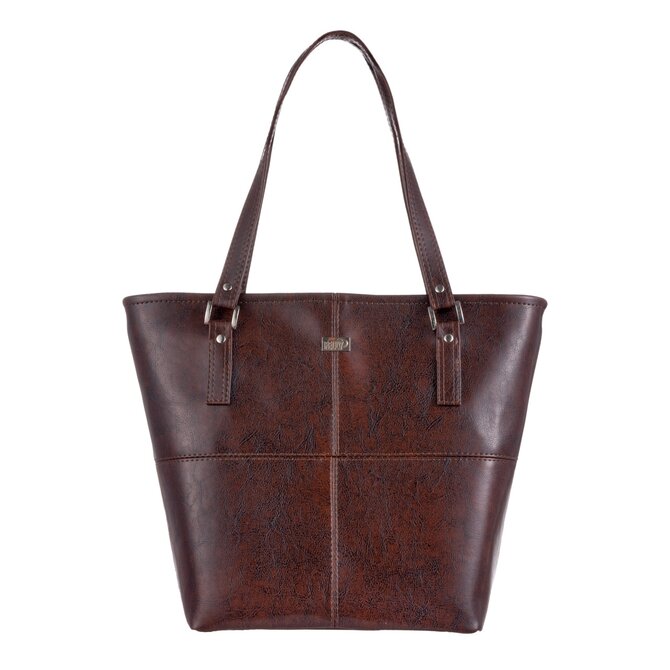 Střední kabelka, typu shopper TINA tmavě hnědá lesklá Hnědá, Medium