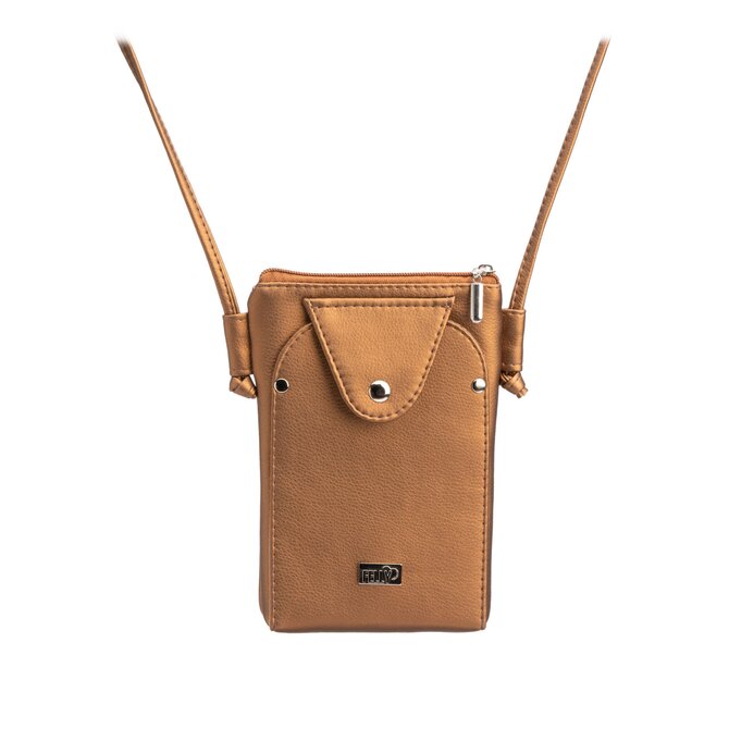 Kabelka na mobil MOLY hnědá metalíza Hnědá, Small