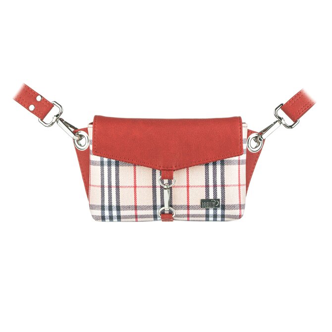 Mini kabelka EMBEE káro s červenou Růžová, Small