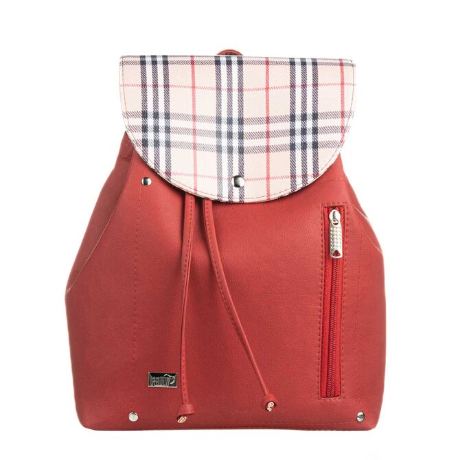 Volnočasový batoh DAG káro s červenou Červená, Medium