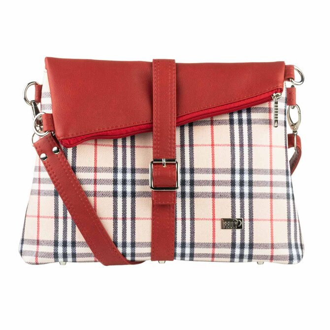 Malá překlápěcí  kabelka JELA mini káro s červenou Červená, Small