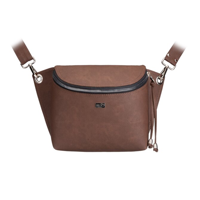 Crossbody ledvinka SALOME hnědá Hnědá, Medium