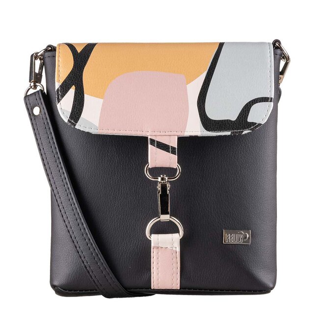 Malá klopová  sportovní  kabelka ELA street motiv s černou Černá, Small