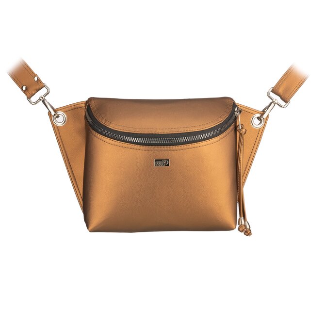 Crossbody ledvinka SALOME hnědá metalíza Zlatostříbrná, Medium