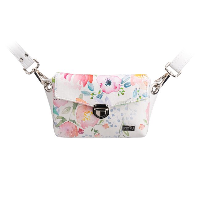 Mini kabelka EMBEE akvarelové letní květy s bílou Bílá, Small