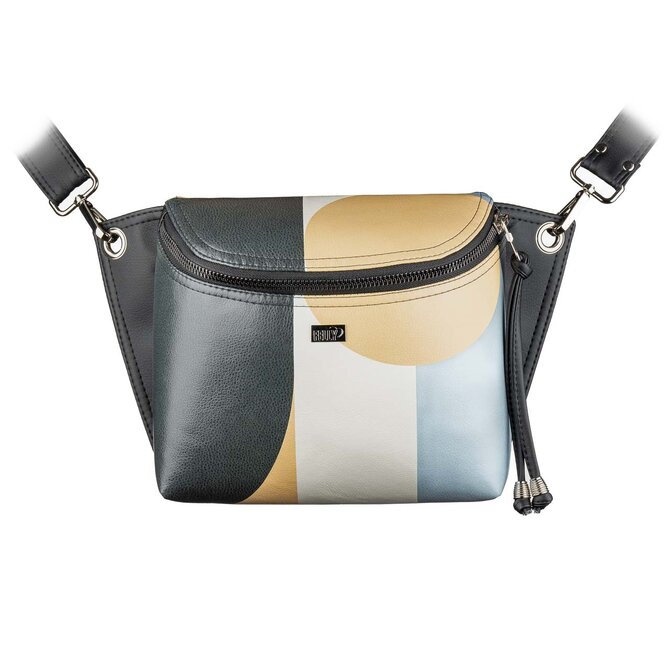 Crossbody ledvinka SALOME geo motiv s černou Černá, Medium