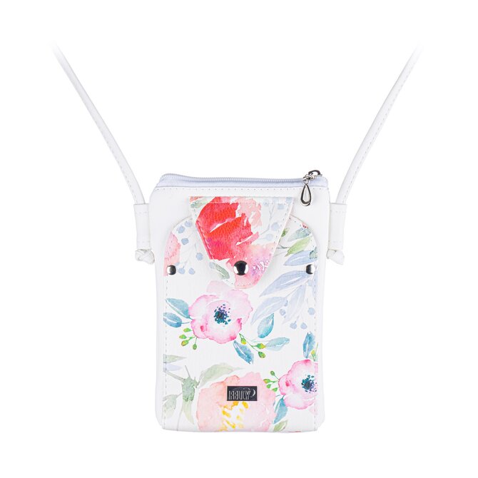 Kabelka ma mobil MOLY bílá s akvarelovými letními květy Bílá, Small