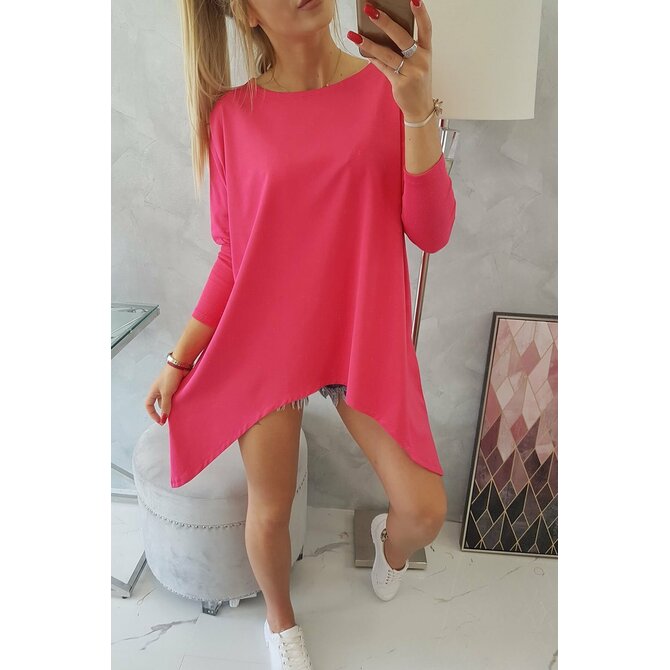 Neonově růžová oversize tunika bez potisku
