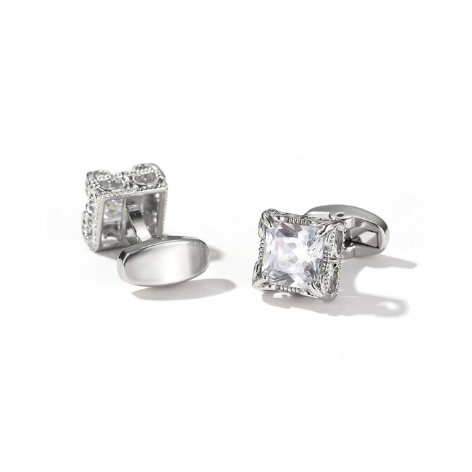 Manžetové knoflíčky Zircon Silver Stříbrná, Zirkon