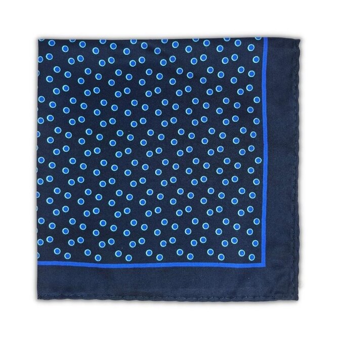 Tmavě modrý kapesníček do saka Dots s modrými puntíky Modrá, Polyester