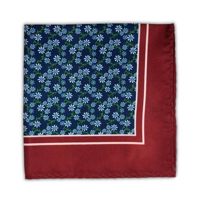 Vínový kapesníček do saka Flowers s modrými květinami Modrá, Polyester