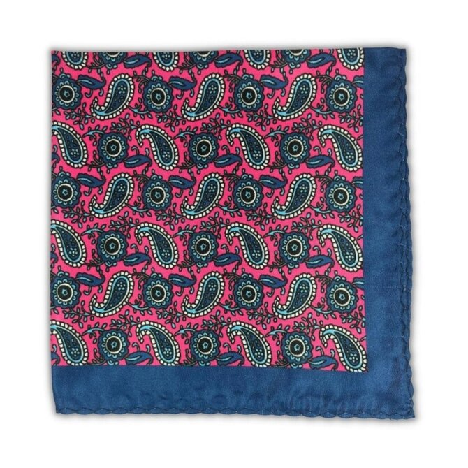 Tmavě růžový kapesníček do saka Paisley Černá, Polyester