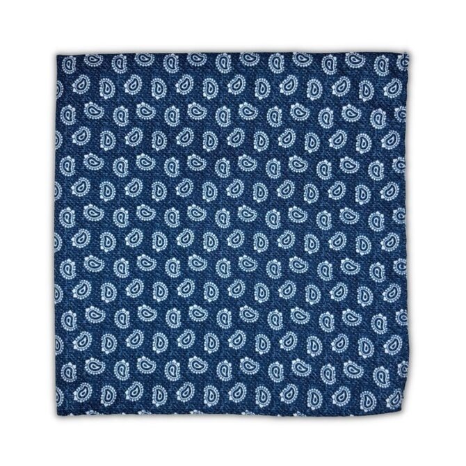 Modrý kapesníček do saka Paisley s bílým vzorem Modrá, Polyester