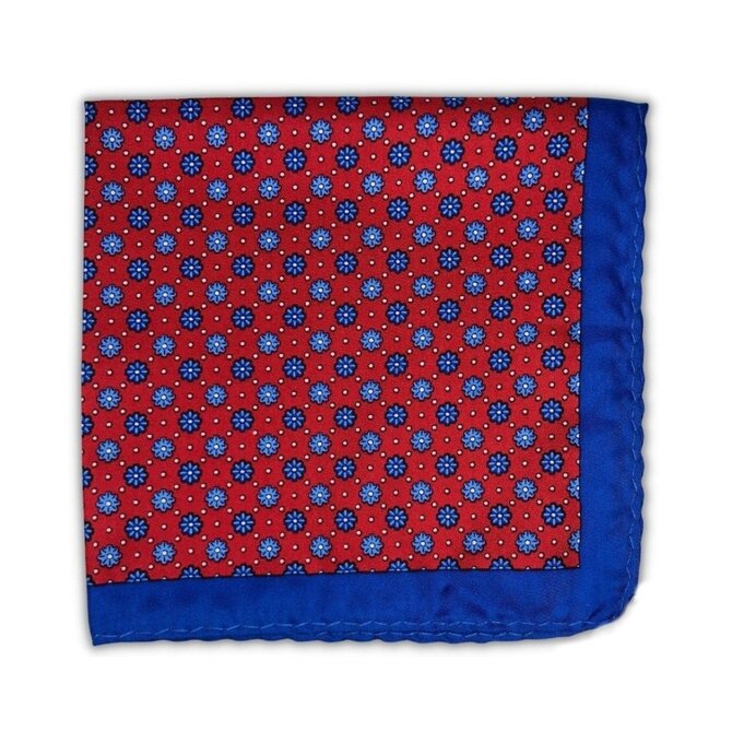 Červený kapesníček do saka Ornament s květinovým  vzorem Modrá, Polyester