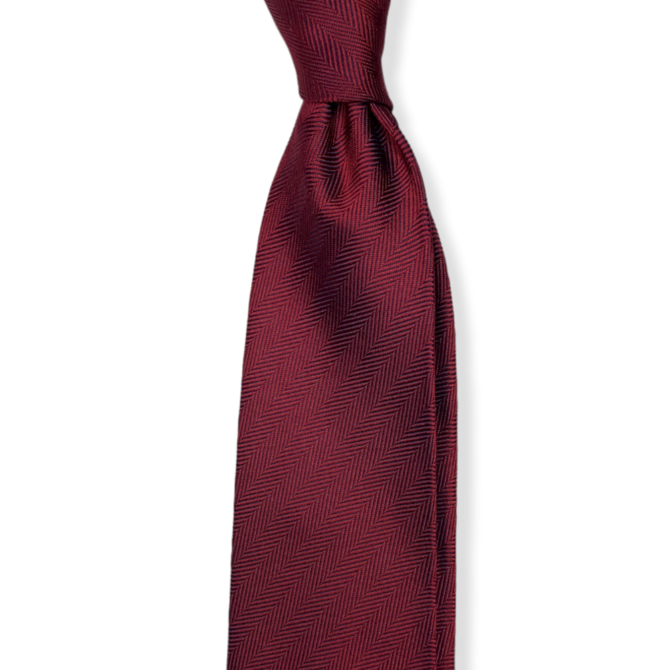 Červená hedvábná kravata se vzorem rybí kosti Premium Červená, Hedvábí