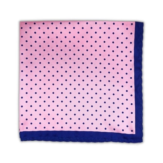Růžový kapesníček do saka Dots s modrými puntíky Modrá, Polyester