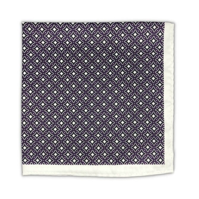 Bílý kapesníček do saka Ornament s fialovým vzorem Fialová, Polyester