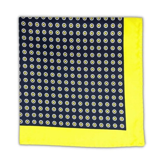 Tmavě modrý kapesníček do saka Dots se žlutými puntíky Modrá, Polyester