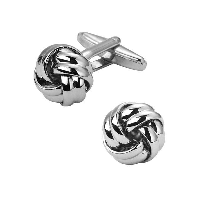 Stříbrné manžetové knoflíčky Knot Simple Double Stříbrná, Pokovená mosaz
