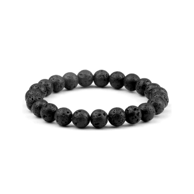 Pánský náramek Volcano Black Elastic Černá, Lávový kámen