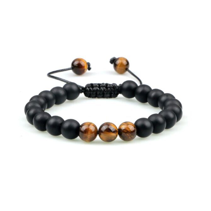 Pánský náramek Tiger Eye Black II Černá, Achát