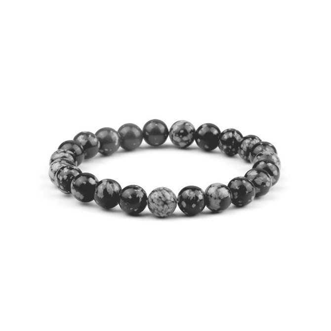 Pánský náramek Grey Obsidian Elastic Černá, Obsidián