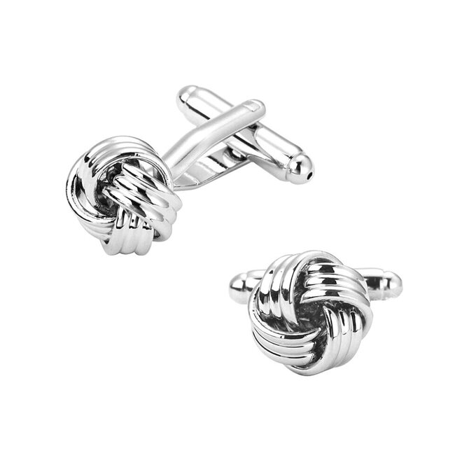 Stříbrné manžetové knoflíčky Knot Triple Stříbrná, Pokovená mosaz