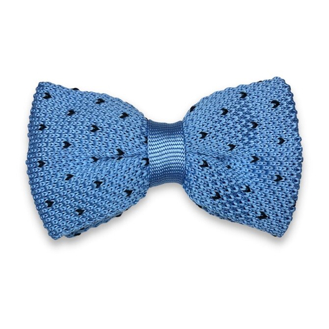 Pánský světle modrý pletený motýlek s drobným vzorem Černá, Polyester