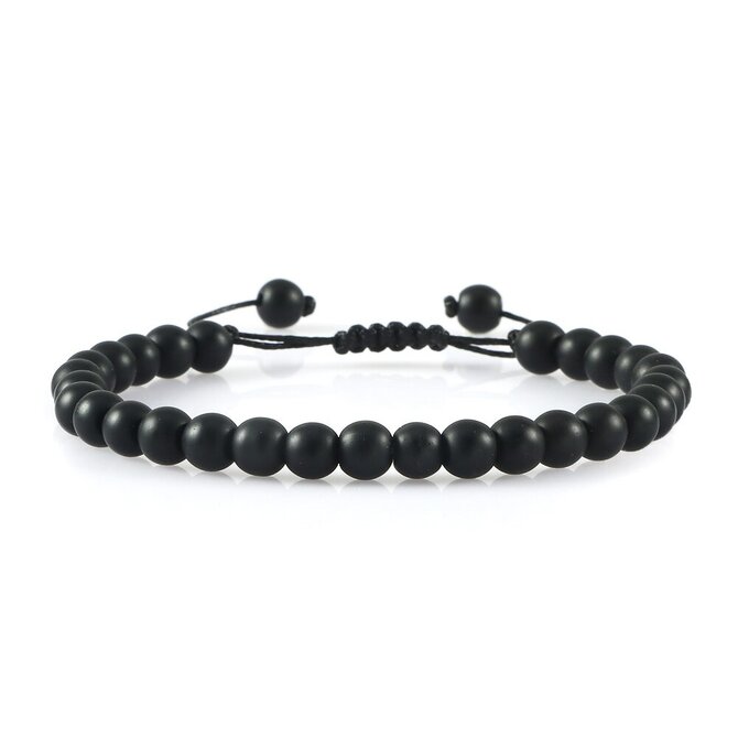 Pánský náramek Black Matte "Six" Černá, Achát